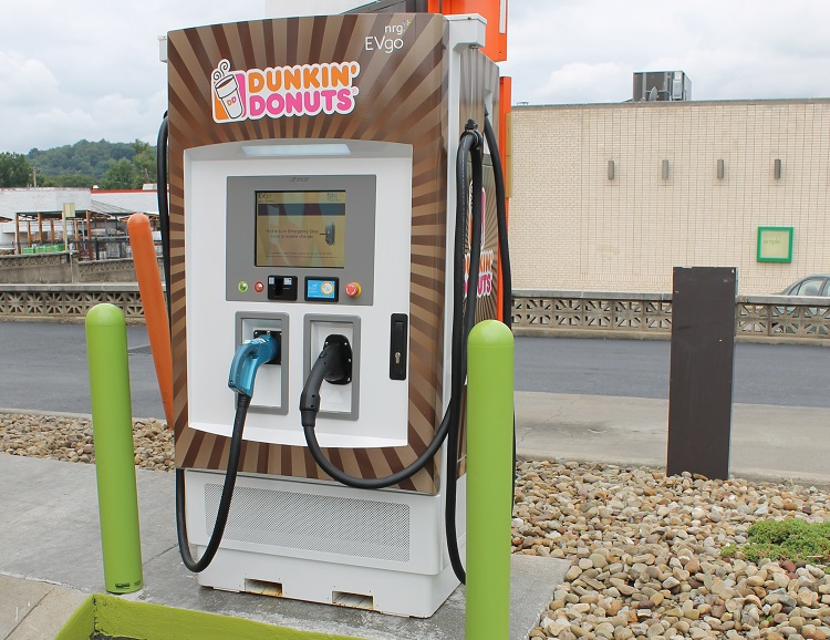 Dunkin' Donuts fast-charger for electric vehicles. Image courtesy of Dunkin' Donuts.