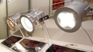 FILE - High-efficiency LED light bulb "E-CORE", shown at the 17th Toshiba Group Environmental Exhibition in Tokyo. A street light retrofit is expected to lead to a significant conservation of energy in India and reduce its carbon footprint