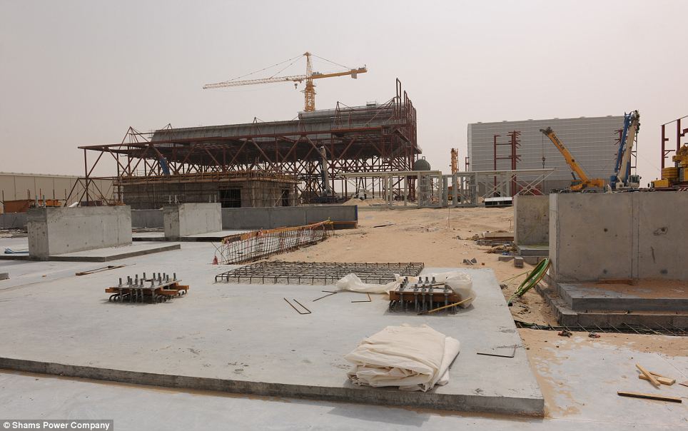 Under construction: The $600million (£398million) project dubbed Shams 1 took three years to build